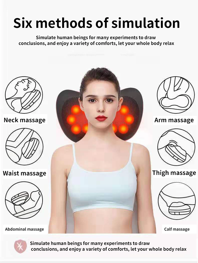 Car Mounted Household Electric Kneading Finger Pressure Heating Whole Body Neck Massage Pillow